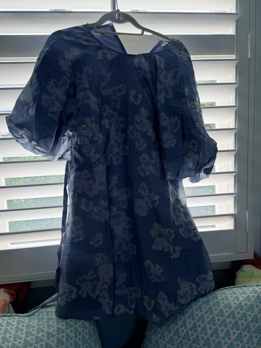 & Other Stories - NWT - Light Blue Floral Puff-Sleeve Mini Dress - Picture 2 of 2
